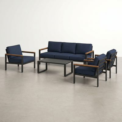 Outdoor Lounge Set Built for Year-Round Entertaining, Powder-Coated Aluminum, All-Weather Cushions, Coffee Table
