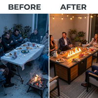 AuroraFlame Elevate 60" Fire Table — Before & After