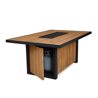 Fire Table Designed for Premium Outdoor Living, 60 Inch Length, Wood-Grain Composite, Powder-Coated Steel