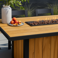 Fire Table Designed for Premium Outdoor Living, 60 Inch Length, Wood-Grain Composite, Powder-Coated Steel