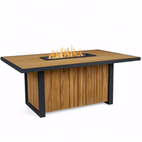 Fire Table Designed for Premium Outdoor Living, 60 Inch Length, Wood-Grain Composite, Powder-Coated Steel