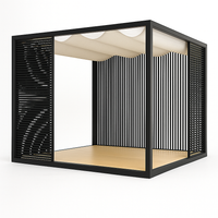 Outdoor Pergola Built for Modern Elegance, Wave-Form Canopy, Privacy Slats, Marine-Grade Textiles