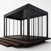 Glass Pavilion Built for Year-Round Living, Sliding Glass Walls, Insulated Roof, LED Lighting